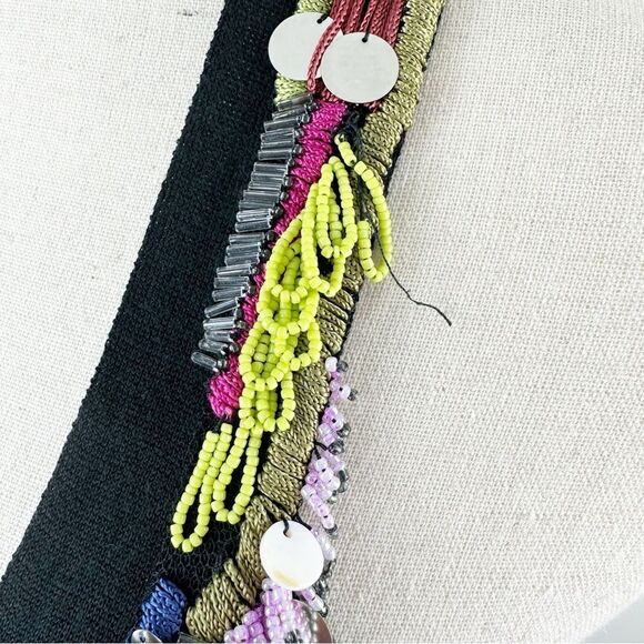 Nanette Lepore Anthropologie Black Knit Beaded Racerback Dress Cover-Up‎ Sz L - Picture 8 of 15